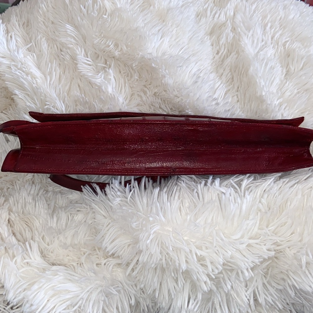 Vintage Bag genuine Eel skin shoulder & clutch bag Dark red magnetic closure - Picture 14 of 16